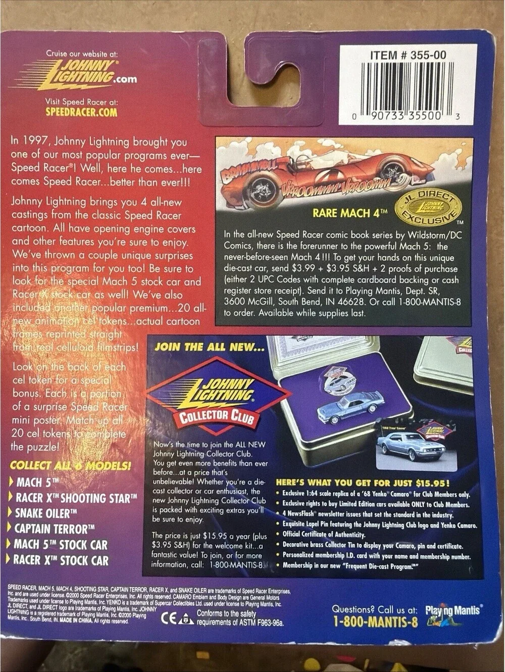 1/64 JOHNNY LIGHTNING SPEED RACER 2000 the Playing Mantis #11 RED Cel #5 Sealed